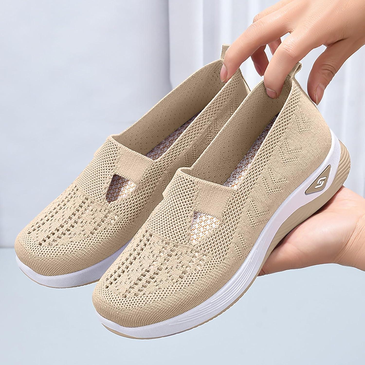 image:imageChaussures Femme Confort Chic Baskets OrthopDiques Plateforme pour Femmes Chaussuresde Sport Maille AntidRapantes Jogging Baskets OrthopDiques de Course LGRes et Respirantes Gym OutdoorC Beige