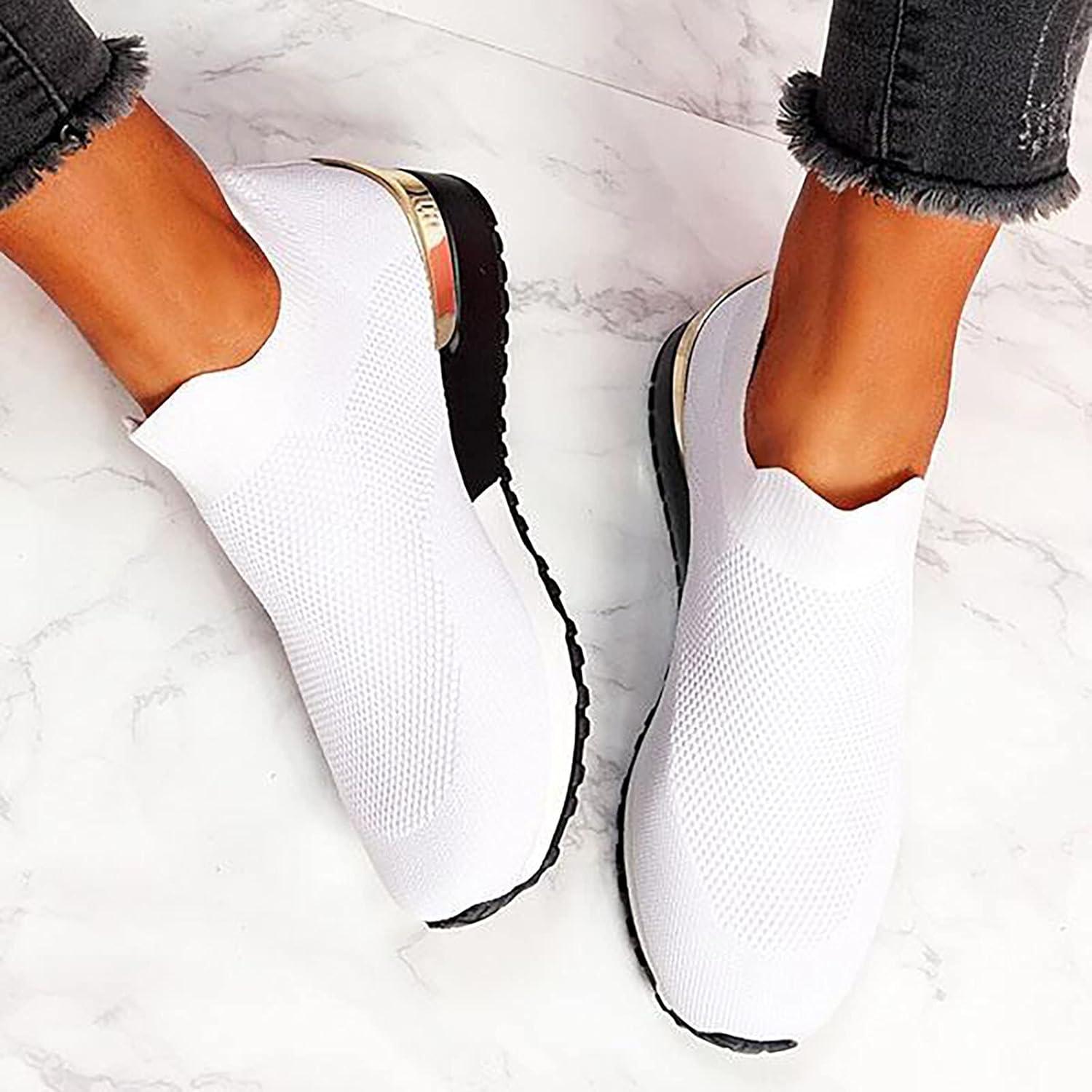 image:imageChaussures Femme Confort Chic Baskets OrthopDiques Plateforme pour Femmes Chaussuresde Sport Maille AntidRapantes Jogging Baskets OrthopDiques de Course LGRes et Respirantes Gym OutdoorA Blanc
