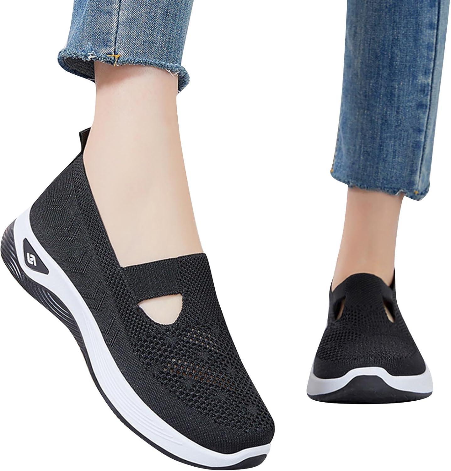 image:imageChaussures Femme Confort Chic Baskets OrthopDiques Plateforme pour Femmes Chaussuresde Sport Maille AntidRapantes Jogging Baskets OrthopDiques de Course LGRes et Respirantes Gym OutdoorB le Noir