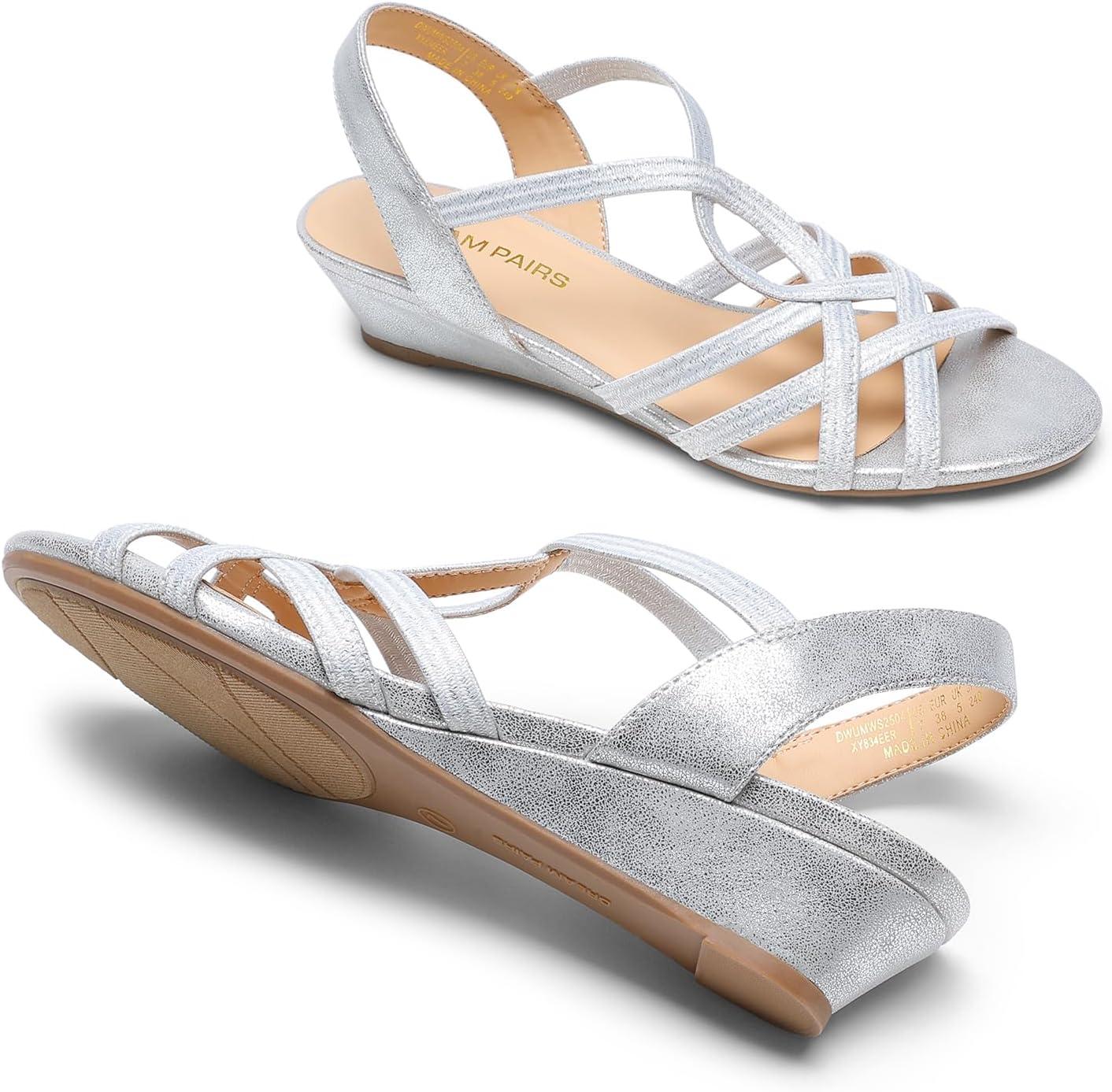 image:imageDREAM PAIRS Sandales compenses habilles lanires pour femme Confortables Talon bas Chaussures dt dcontractesArgent