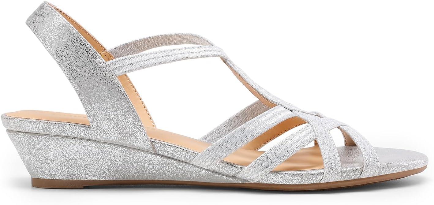 image:imageDREAM PAIRS Sandales compenses habilles lanires pour femme Confortables Talon bas Chaussures dt dcontractesArgent