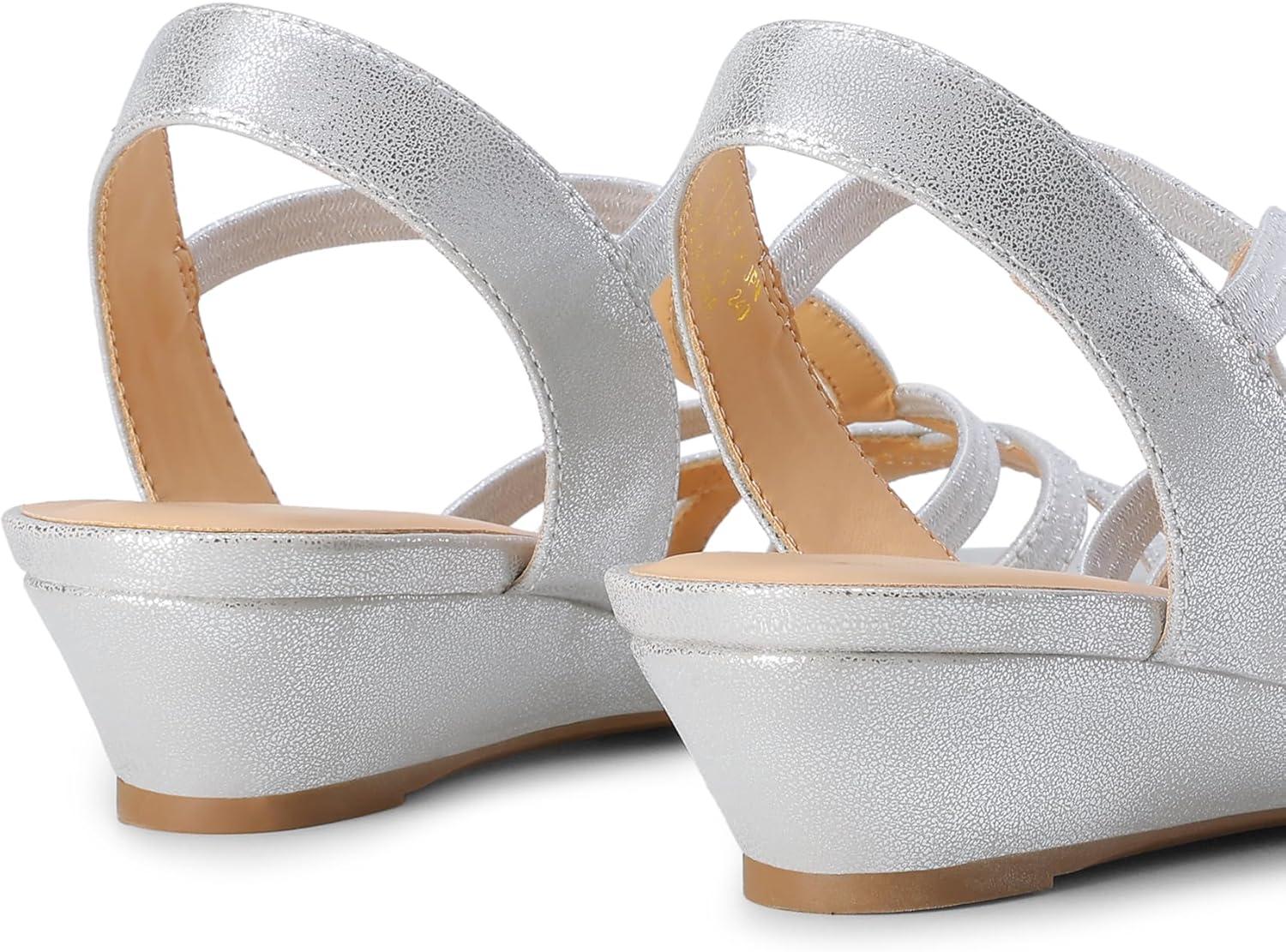 image:imageDREAM PAIRS Sandales compenses habilles lanires pour femme Confortables Talon bas Chaussures dt dcontractesArgent