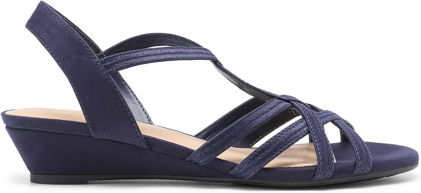 image:imageDREAM PAIRS Sandales compenses habilles lanires pour femme Confortables Talon bas Chaussures dt dcontractesBleu Marine