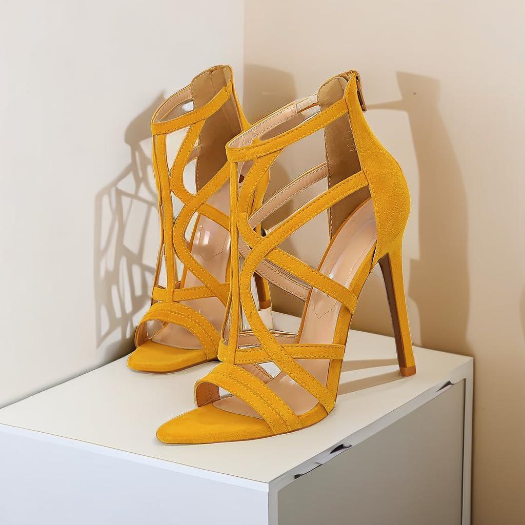 image:imageJOEupin Sandales talons aiguilles talons hauts pour femmesJaune