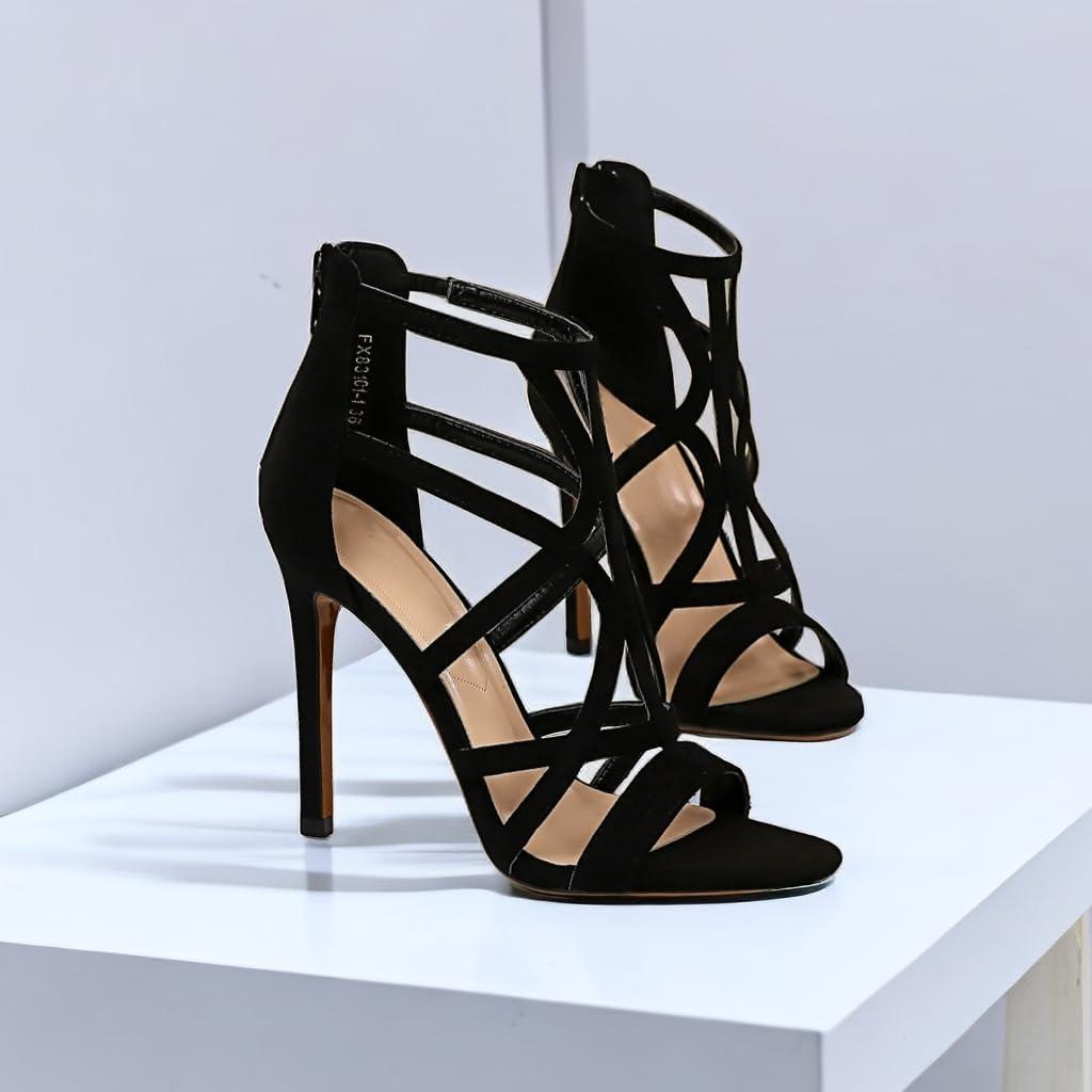 image:imageJOEupin Sandales talons aiguilles talons hauts pour femmesNoir