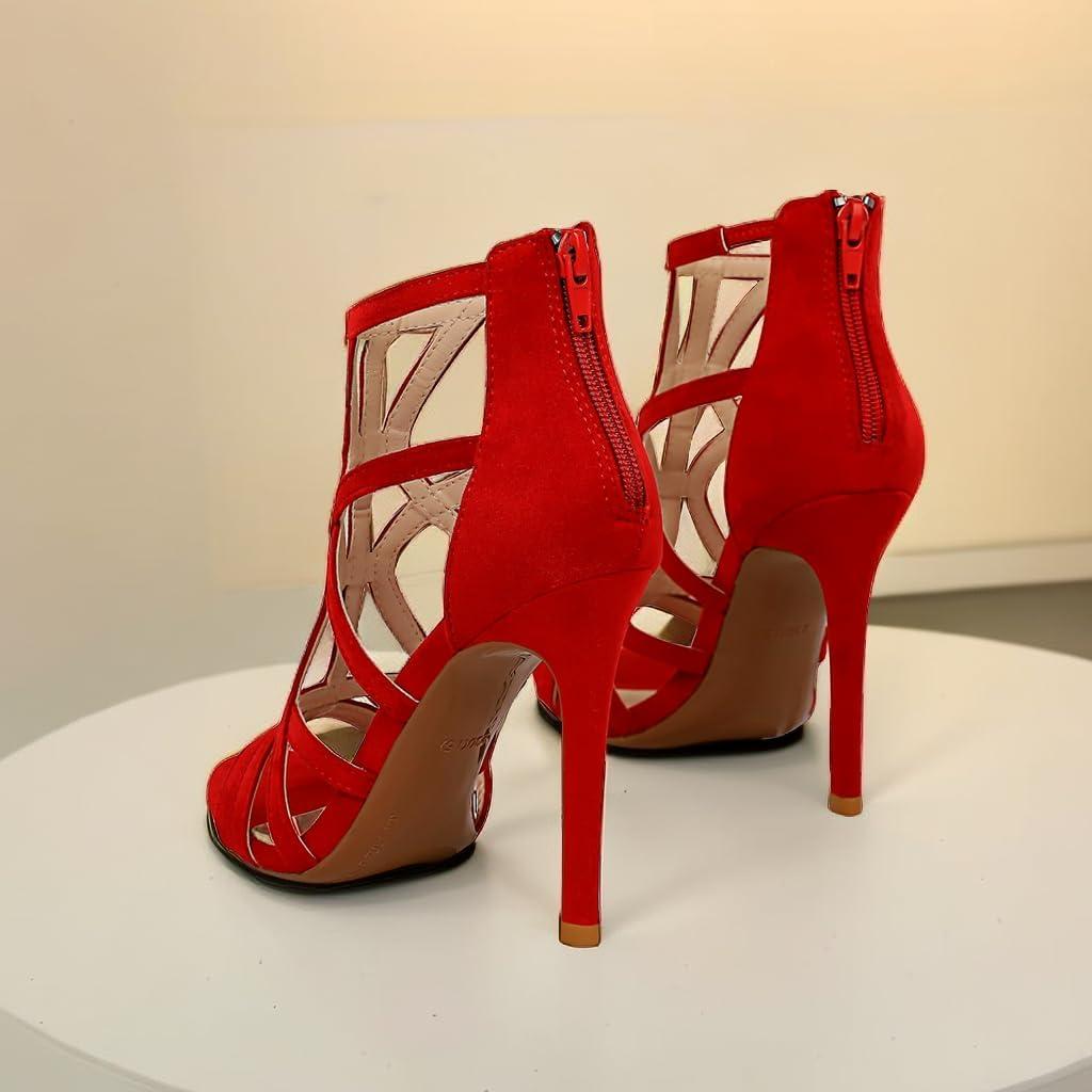 image:imageJOEupin Sandales talons aiguilles talons hauts pour femmesRouge