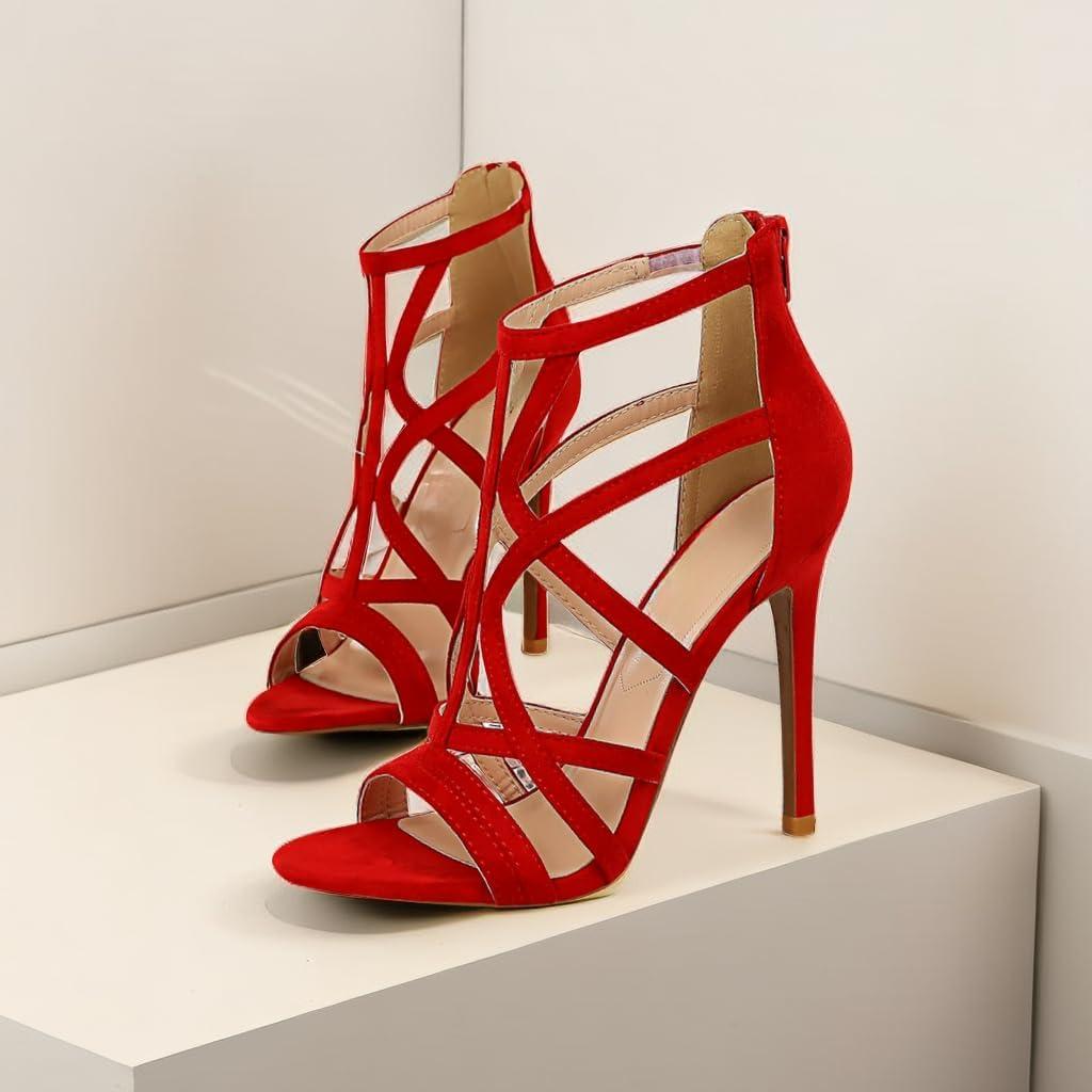 image:imageJOEupin Sandales talons aiguilles talons hauts pour femmesRouge