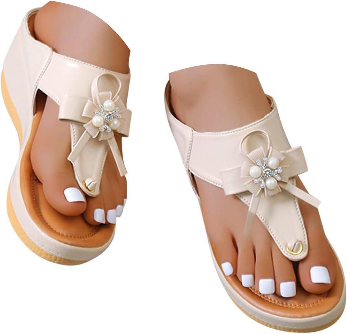image:imageOnsoyours Sandales Compensees Femme Confortable Mules t Plateforme Bout Ouvert Rome Chaussures Vintage Pantoufles pour Plage Vacances SlippersE Beige