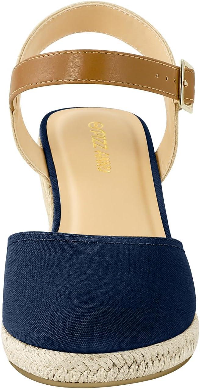 image:imagePIZZ ANNU Sandales Femme t Espadrille Compenses Plateforme Plates Chaussures Bout ferm Confort Bride Cheville Vintage Vacances TalonMarine