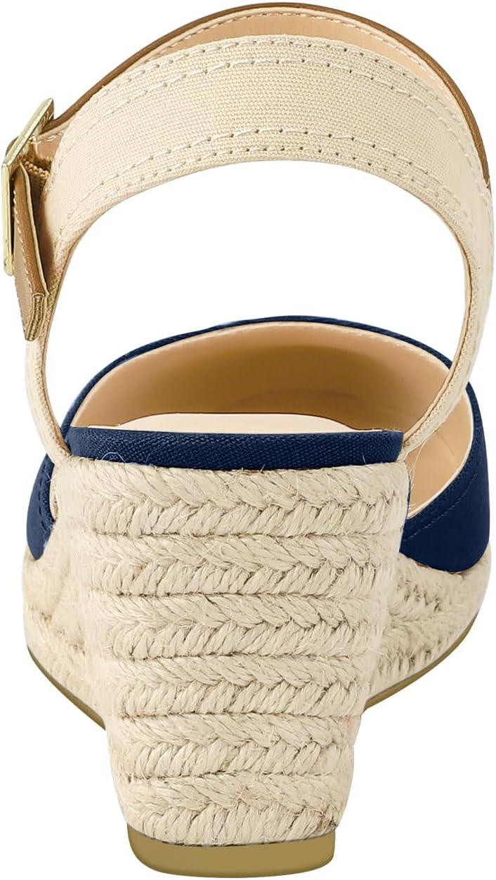 image:imagePIZZ ANNU Sandales Femme t Espadrille Compenses Plateforme Plates Chaussures Bout ferm Confort Bride Cheville Vintage Vacances TalonMarine