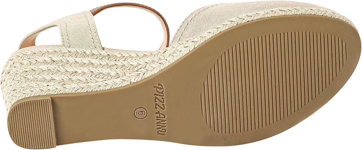 image:imagePIZZ ANNU Sandales Femme t Espadrille Compenses Plateforme Plates Chaussures Bout ferm Confort Bride Cheville Vintage Vacances TalonNude