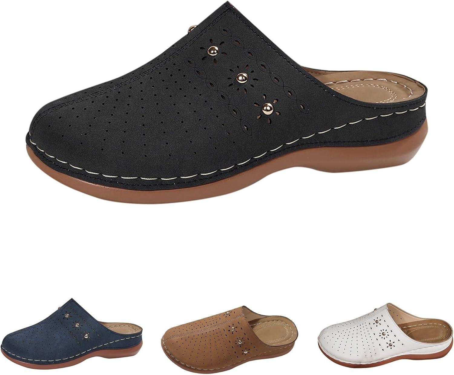 image:imageSabots orthopdiques enfiler bout ferm pour femme Coupe large Sandales de marche avec soutien de la vote plantaire et sangle boucle rglableBlack12