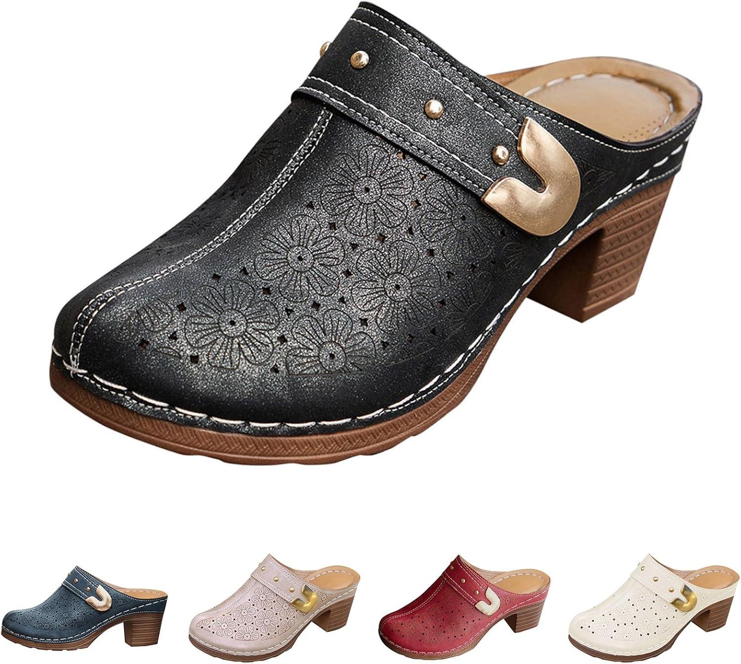 image:imageSabots orthopdiques enfiler bout ferm pour femme Coupe large Sandales de marche avec soutien de la vote plantaire et sangle boucle rglableBlack6