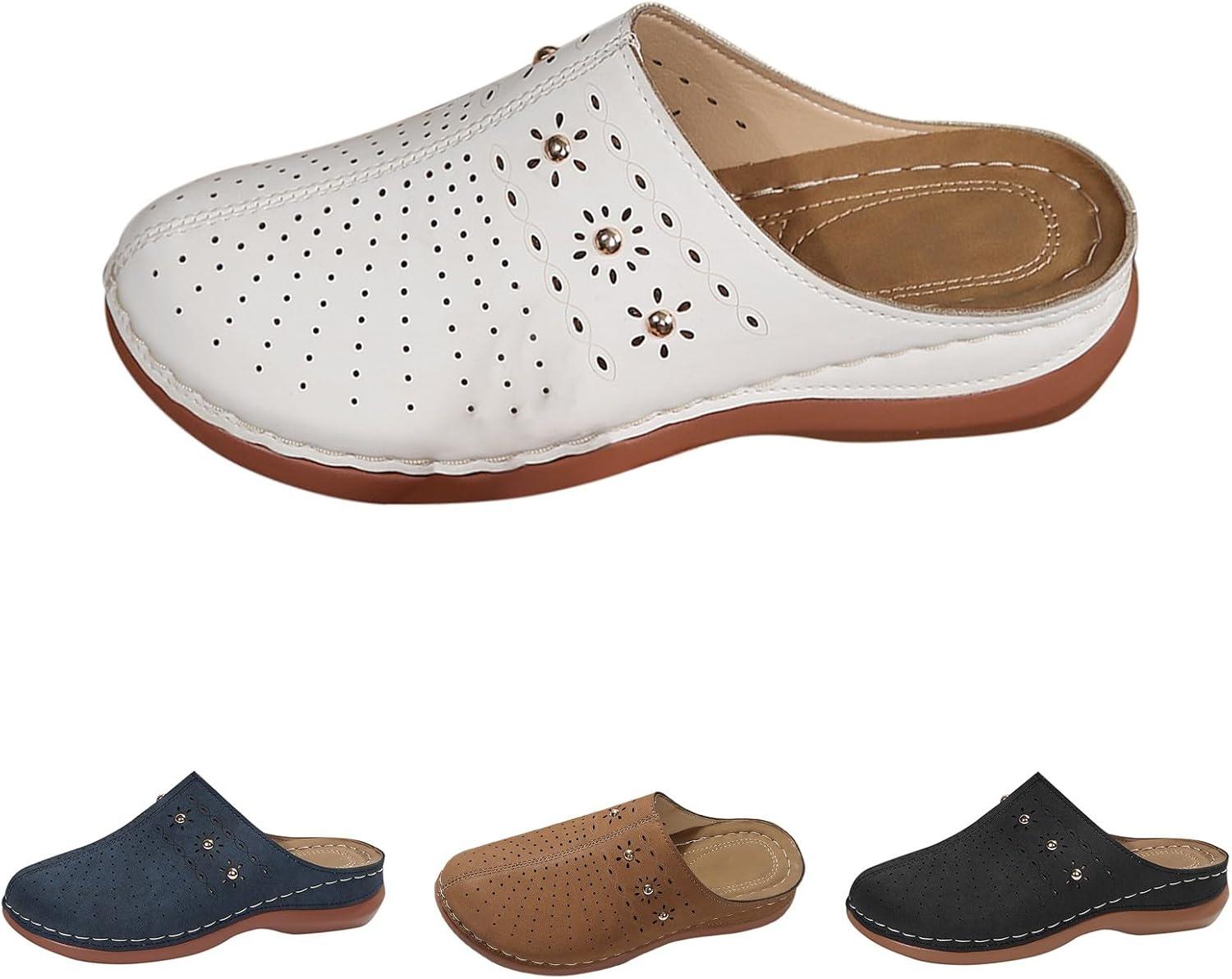 image:imageSabots orthopdiques enfiler bout ferm pour femme Coupe large Sandales de marche avec soutien de la vote plantaire et sangle boucle rglableBlanc 15