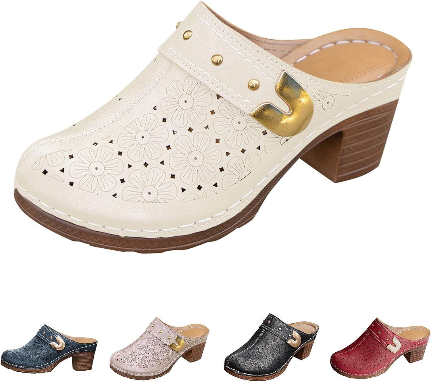 image:imageSabots orthopdiques enfiler bout ferm pour femme Coupe large Sandales de marche avec soutien de la vote plantaire et sangle boucle rglableBlanc 10