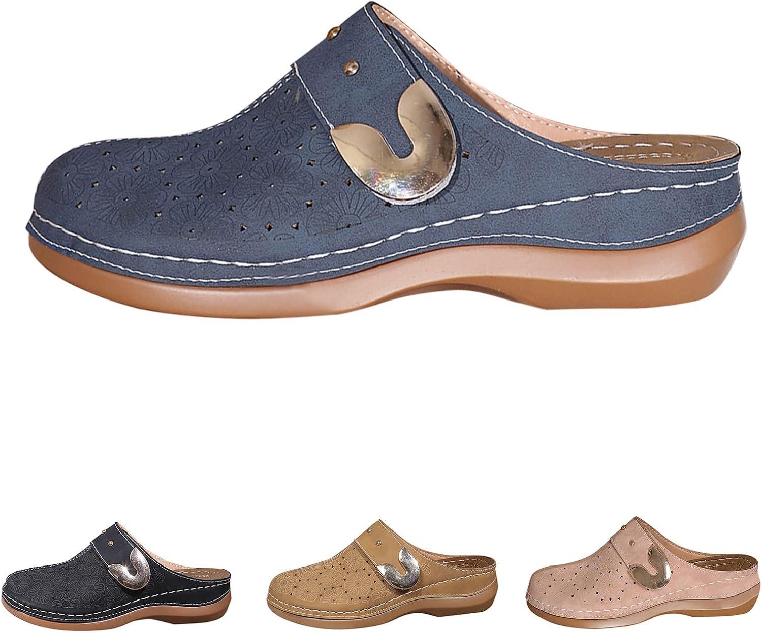 image:imageSabots orthopdiques enfiler bout ferm pour femme Coupe large Sandales de marche avec soutien de la vote plantaire et sangle boucle rglableBleu Marine 3