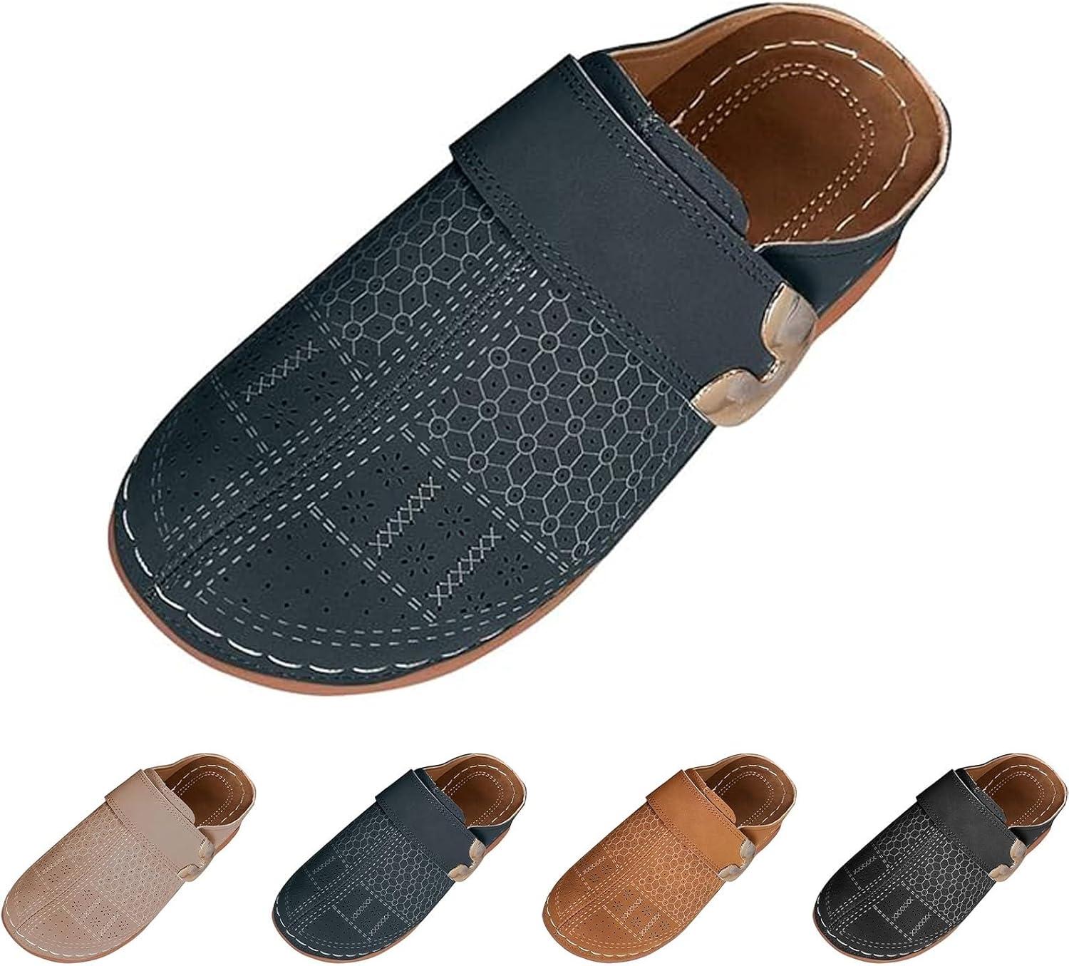 image:imageSabots orthopdiques enfiler bout ferm pour femme Coupe large Sandales de marche avec soutien de la vote plantaire et sangle boucle rglableBleu Marine