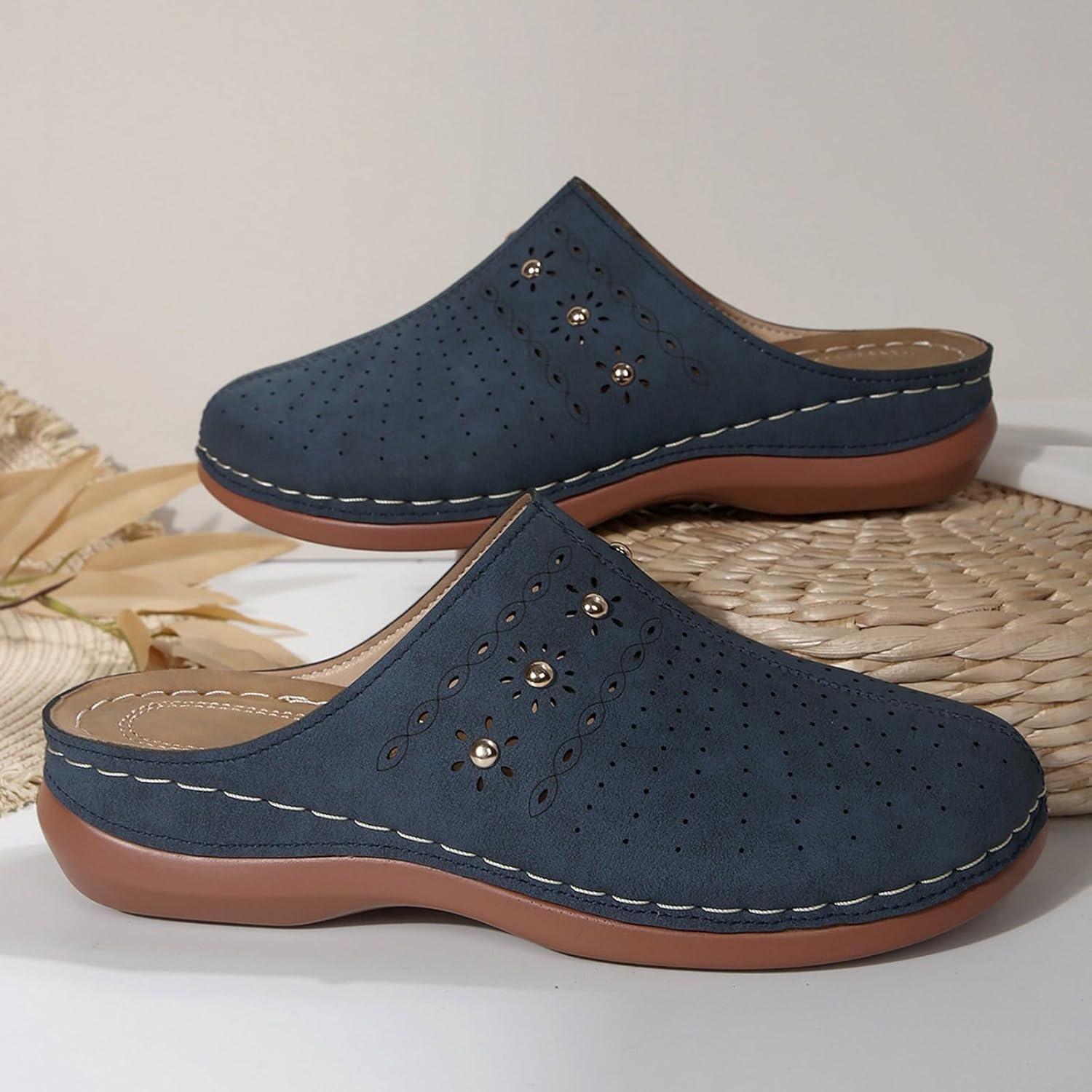 image:imageSabots orthopdiques enfiler bout ferm pour femme Coupe large Sandales de marche avec soutien de la vote plantaire et sangle boucle rglableBlue13