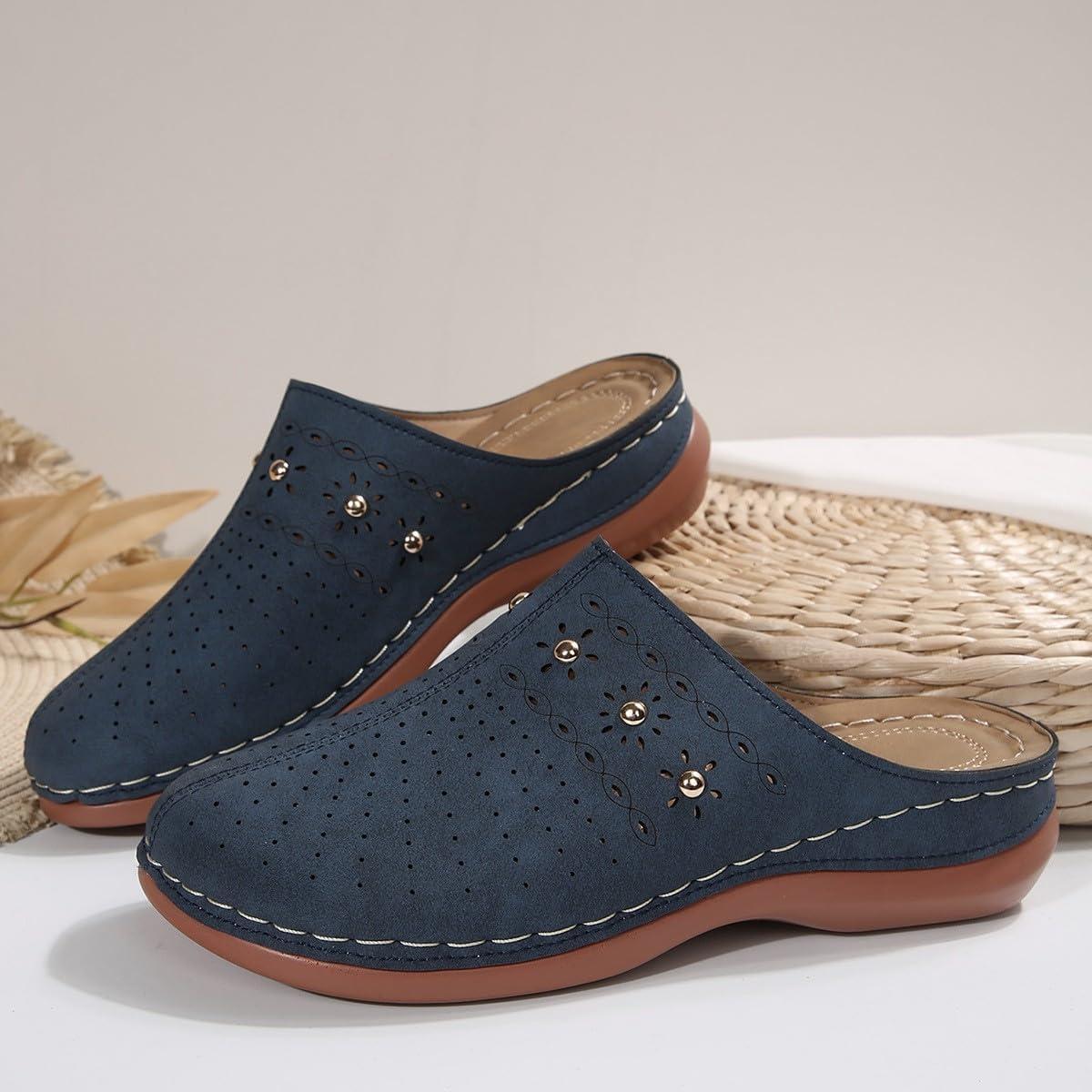 image:imageSabots orthopdiques enfiler bout ferm pour femme Coupe large Sandales de marche avec soutien de la vote plantaire et sangle boucle rglableBlue13