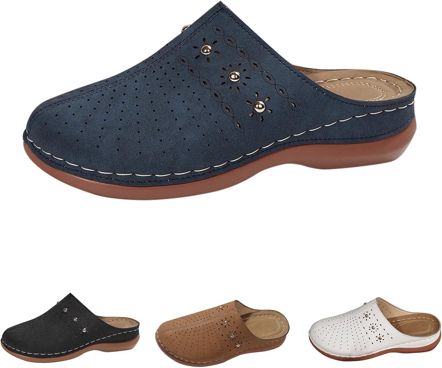 image:imageSabots orthopdiques enfiler bout ferm pour femme Coupe large Sandales de marche avec soutien de la vote plantaire et sangle boucle rglableBlue13