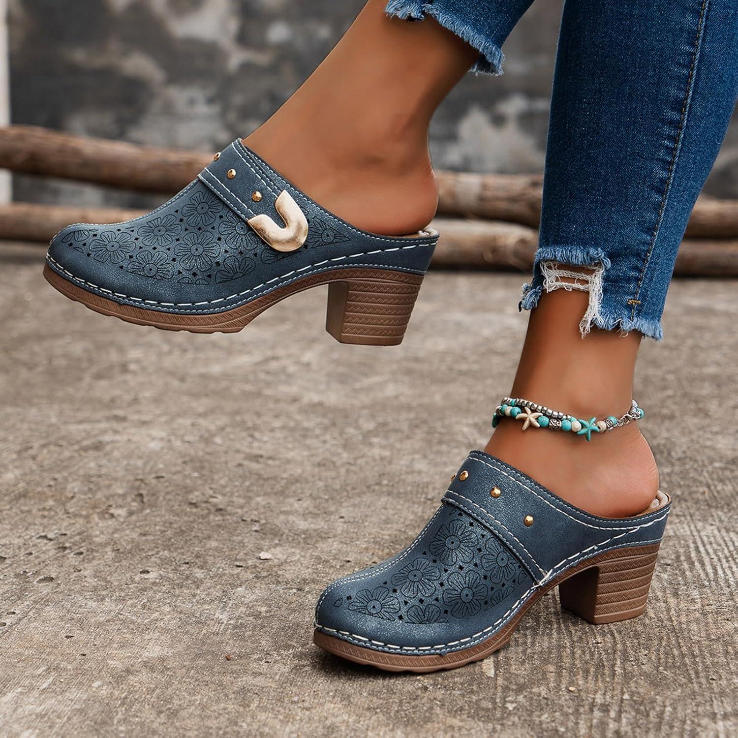 image:imageSabots orthopdiques enfiler bout ferm pour femme Coupe large Sandales de marche avec soutien de la vote plantaire et sangle boucle rglableNavy7