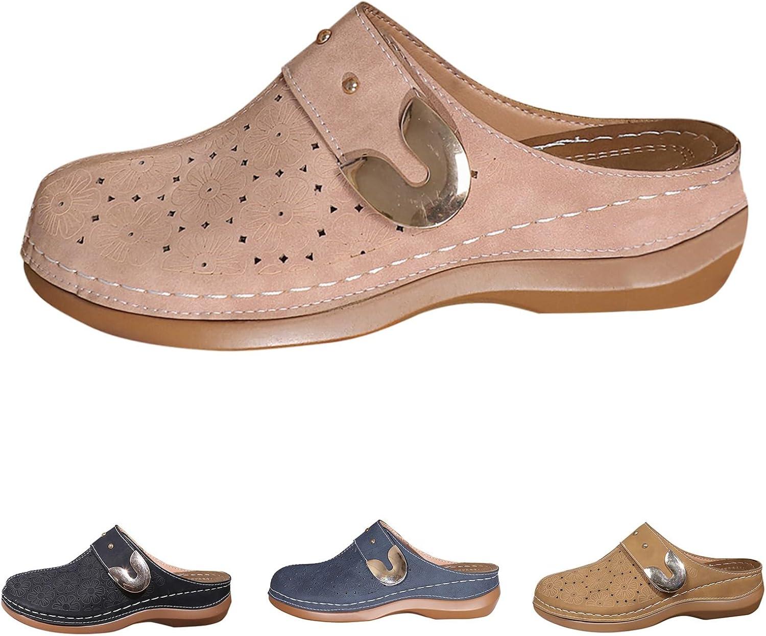 image:imageSabots orthopdiques enfiler bout ferm pour femme Coupe large Sandales de marche avec soutien de la vote plantaire et sangle boucle rglableRouge 4