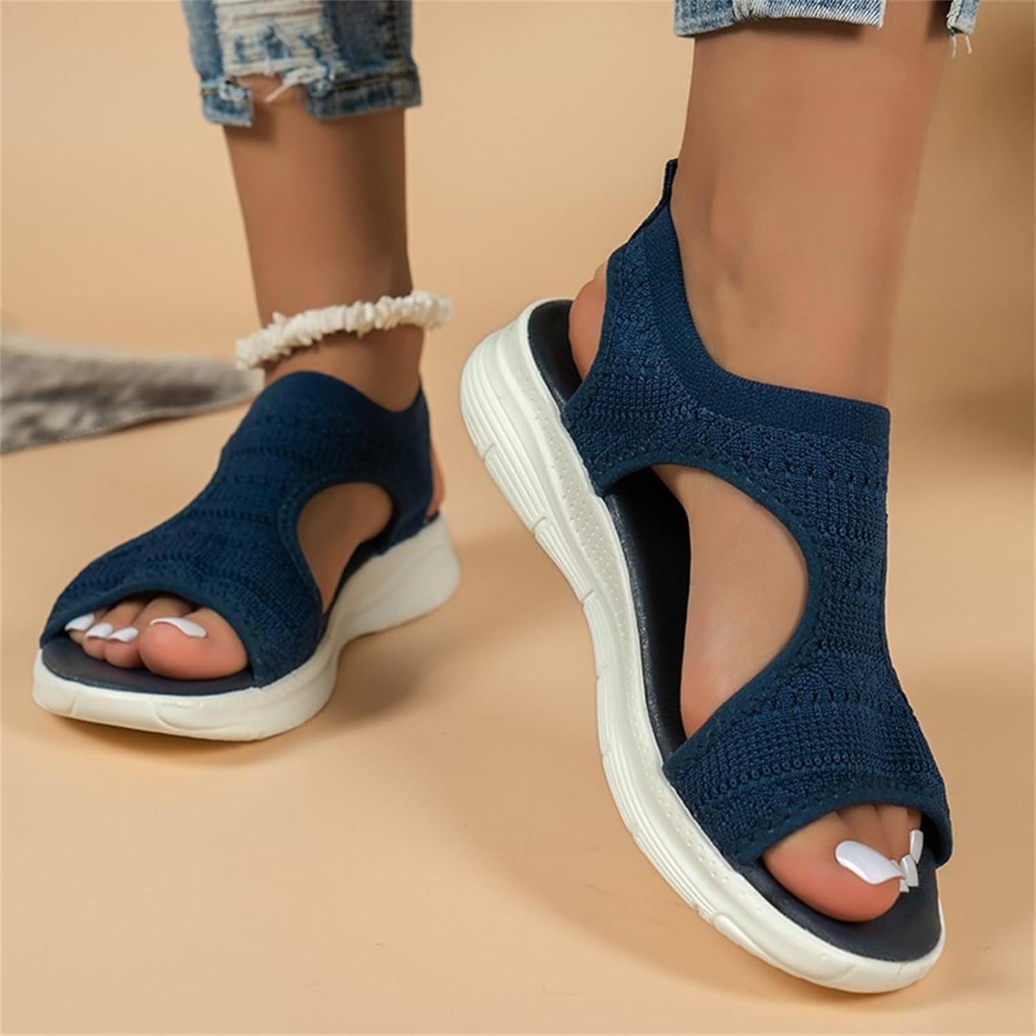 image:imageSandale cale Femme Mode Bout Ouvert Compenses Plateforme Sandales Orthopedique Poisson Bouche Pantoufles Respirantes Ete Chaussures Femme Pantoufles Dcontractes1 1 Bleu