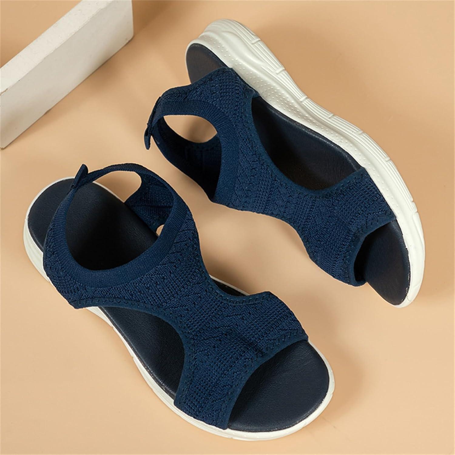 image:imageSandale cale Femme Mode Bout Ouvert Compenses Plateforme Sandales Orthopedique Poisson Bouche Pantoufles Respirantes Ete Chaussures Femme Pantoufles Dcontractes1 1 Bleu