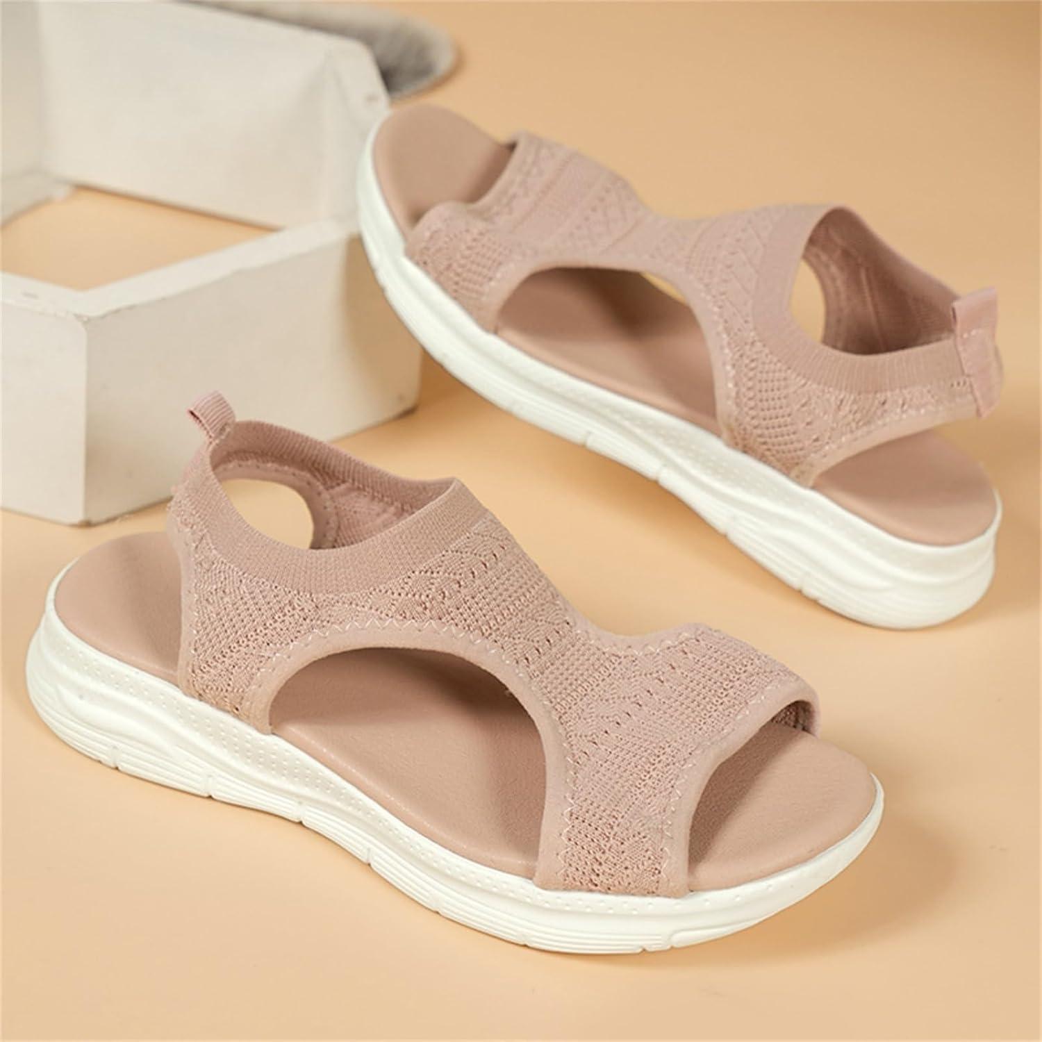 image:imageSandale cale Femme Mode Bout Ouvert Compenses Plateforme Sandales Orthopedique Poisson Bouche Pantoufles Respirantes Ete Chaussures Femme Pantoufles Dcontractes1 1 Rose