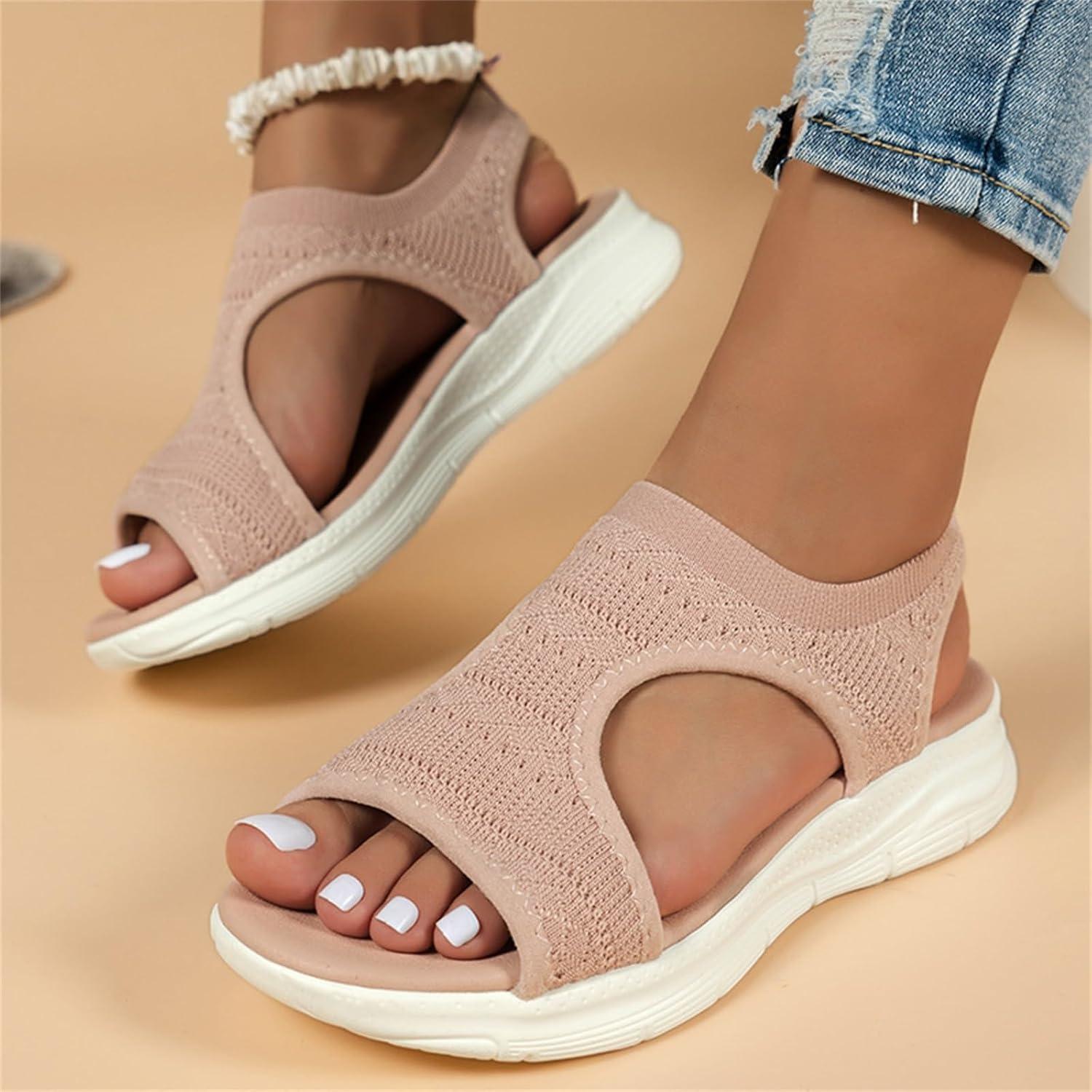 image:imageSandale cale Femme Mode Bout Ouvert Compenses Plateforme Sandales Orthopedique Poisson Bouche Pantoufles Respirantes Ete Chaussures Femme Pantoufles Dcontractes1 1 Rose