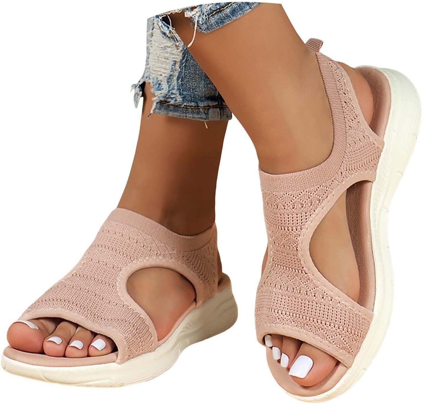 image:imageSandale cale Femme Mode Bout Ouvert Compenses Plateforme Sandales Orthopedique Poisson Bouche Pantoufles Respirantes Ete Chaussures Femme Pantoufles Dcontractes1 1 Rose
