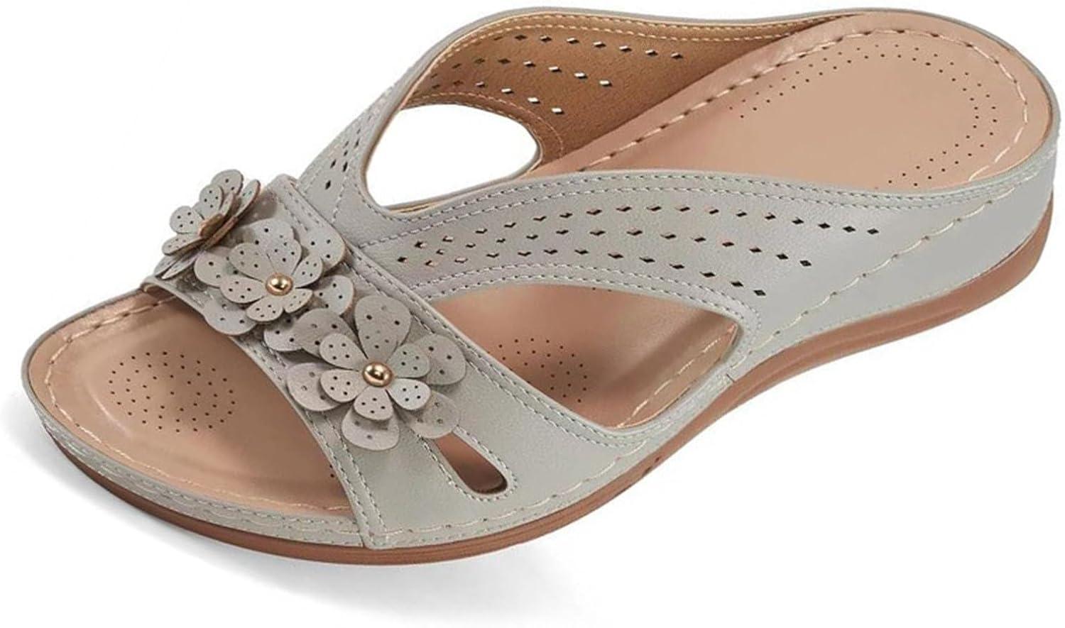 image:imageSandales Et Mules Pour Femmes t Mode Chaussure Compenses Bout Ouvert Sandales Claquettes Orthopdique AntiDrapant Chaussures De Plage Plateforme Mules Chaussons Respirantes PantouflesZ2 Grey