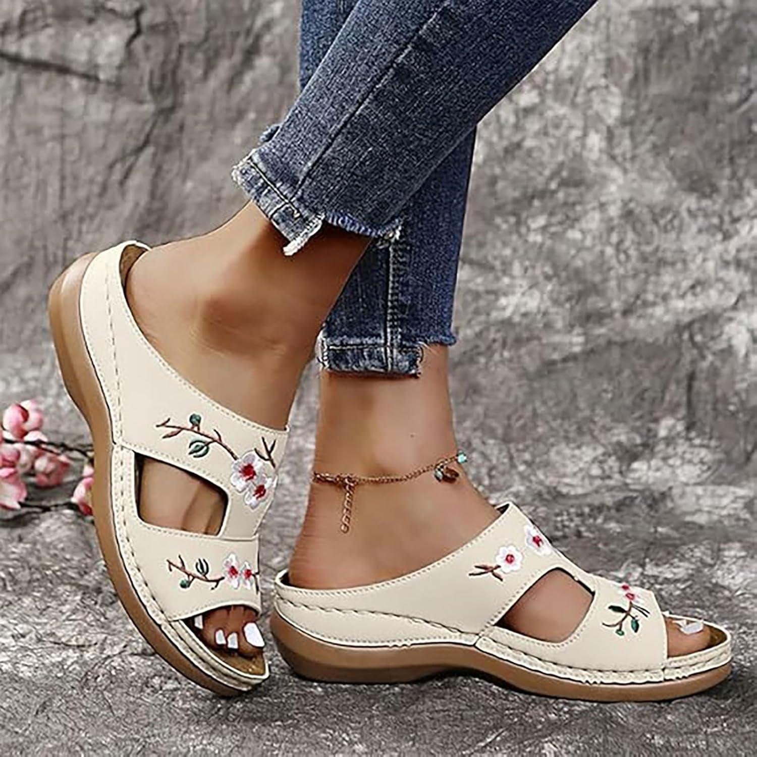 image:imageSandales Et Mules Pour Femmes t Mode Chaussure Compenses Bout Ouvert Sandales Claquettes Orthopdique AntiDrapant Chaussures De Plage Plateforme Mules Chaussons Respirantes PantouflesZ3 White