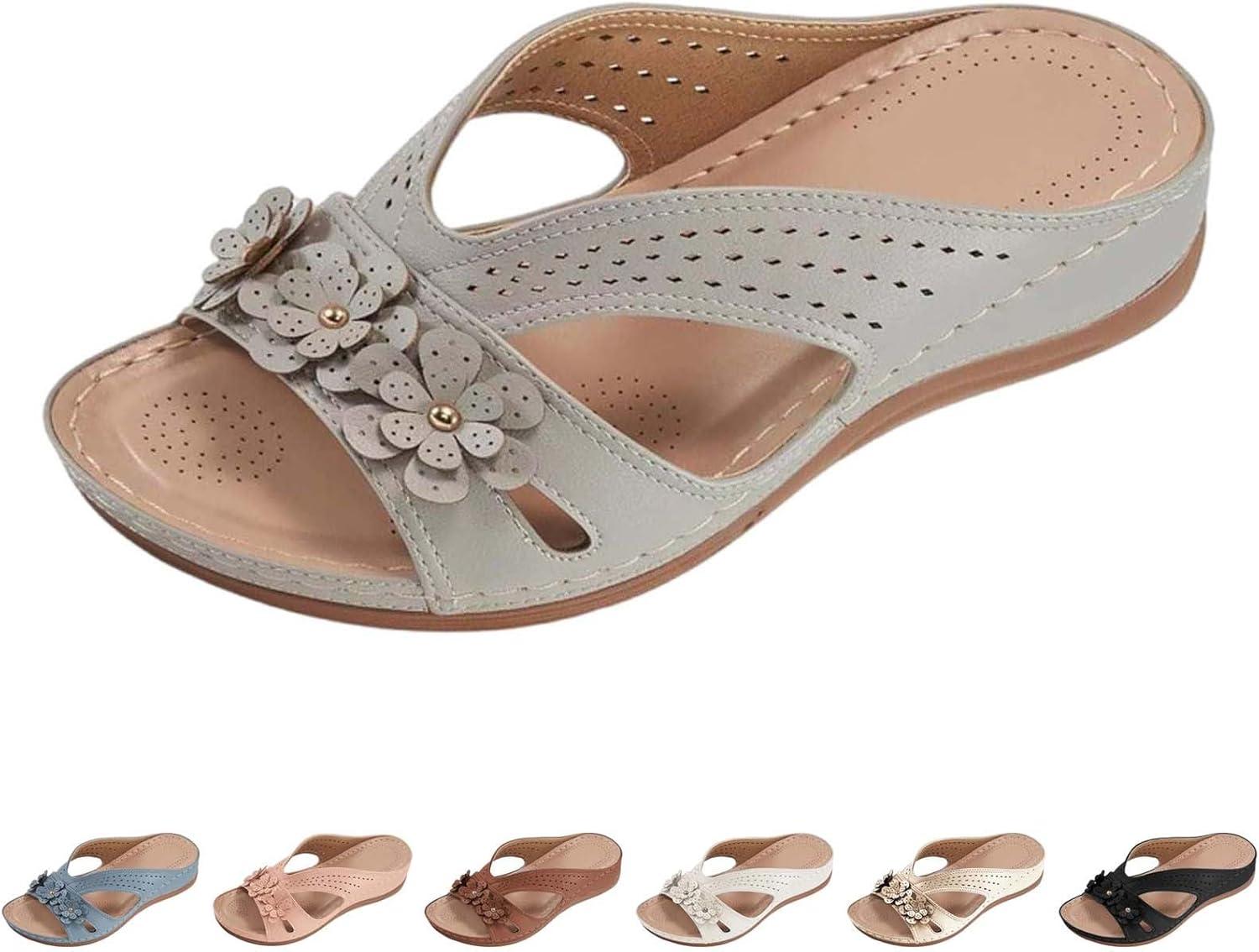 image:imageSandales Et Mules Pour Femmes t Mode Chaussure Compenses Bout Ouvert Sandales Claquettes Orthopdique AntiDrapant Chaussures De Plage Plateforme Mules Chaussons Respirantes PantouflesZ2 Grey