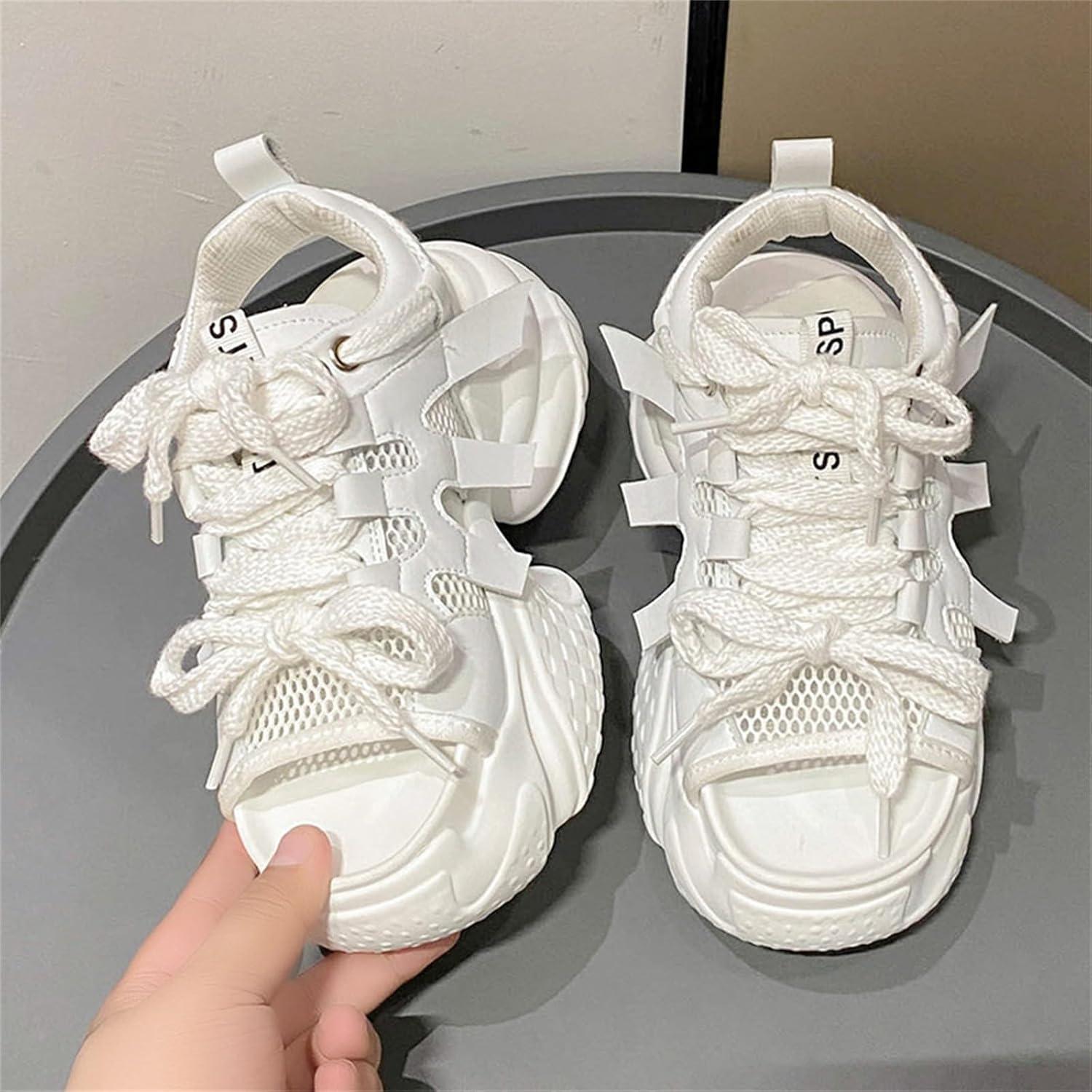 image:imageSandales Femmes t Confortable Orthopdique Bout Ouvert Sandales Compenses Femme Plateforme Talon Haut 9CM Respirantes Lger pour Ete Plage Vacances3011 Blanc