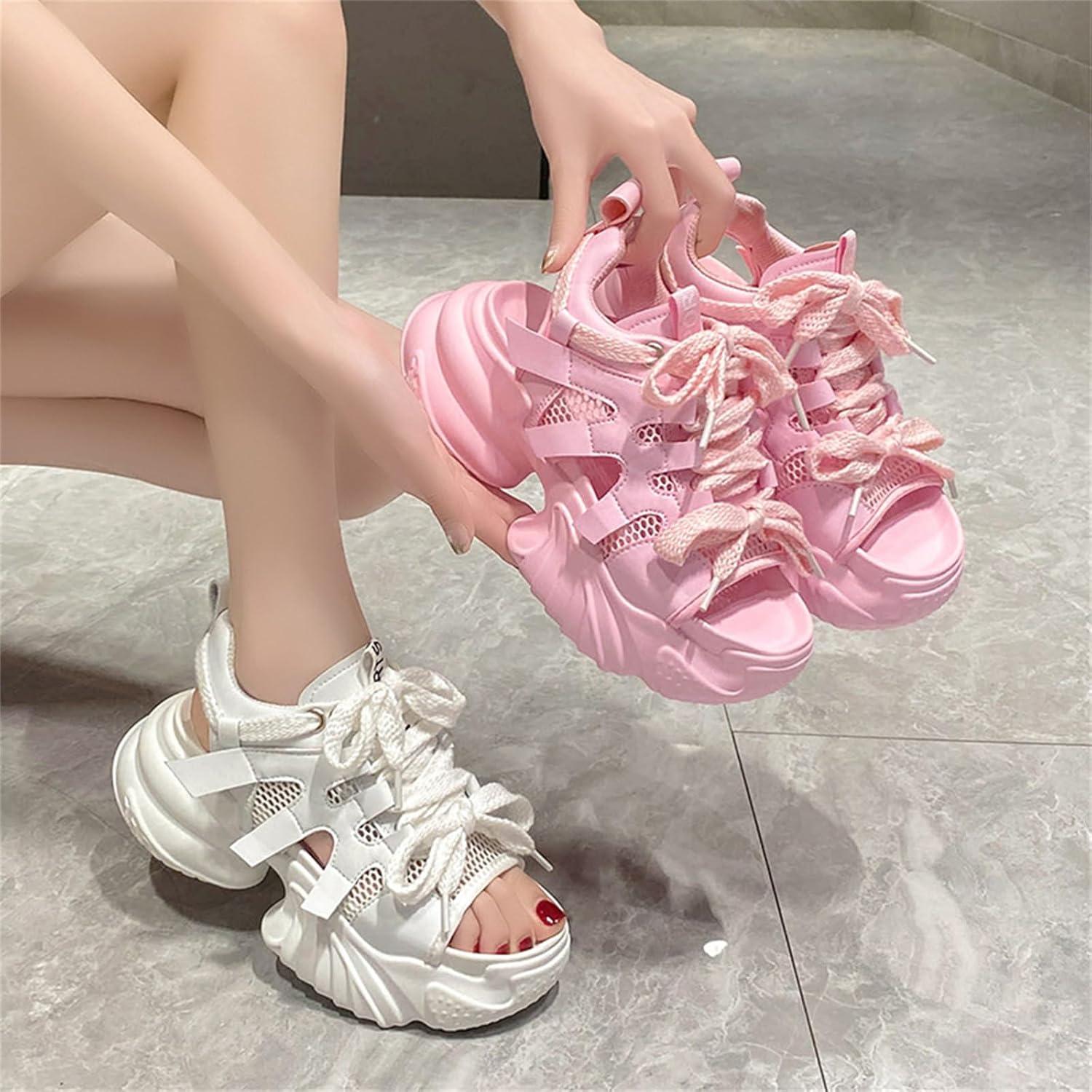 image:imageSandales Femmes t Confortable Orthopdique Bout Ouvert Sandales Compenses Femme Plateforme Talon Haut 9CM Respirantes Lger pour Ete Plage Vacances3011 Blanc