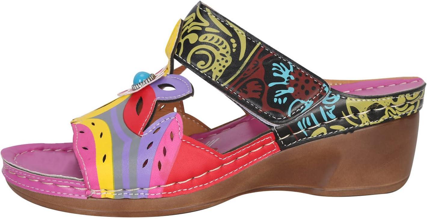 image:imageSandales Orthopdique Femmes t Marche Femme Confortable Plateforme Chaussures de Plage Antidrapantes Respirantes Bohme Bout Ouvert Sandales avec Talon Bloc Chaussure Femmes Talon CompensF Violet