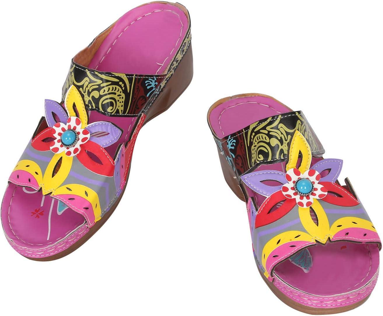 image:imageSandales Orthopdique Femmes t Marche Femme Confortable Plateforme Chaussures de Plage Antidrapantes Respirantes Bohme Bout Ouvert Sandales avec Talon Bloc Chaussure Femmes Talon CompensF Violet