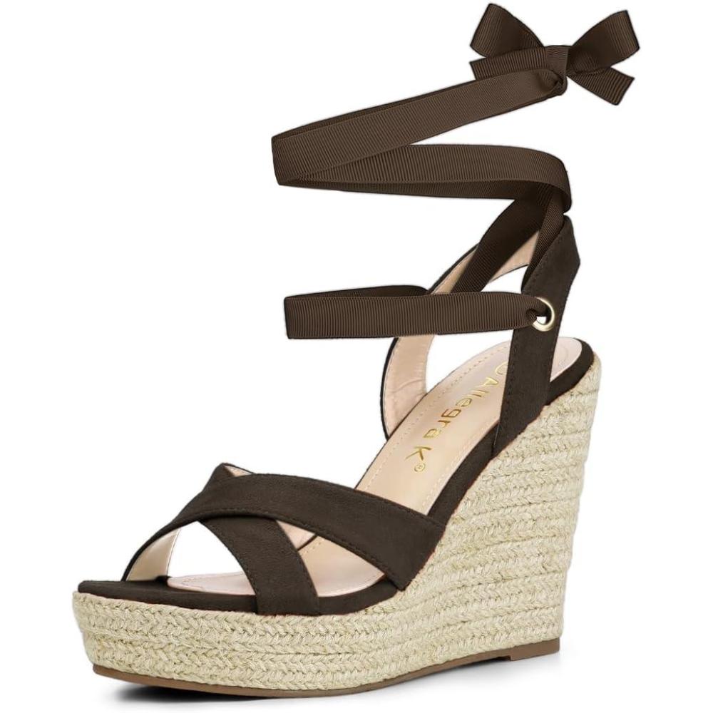 image:imageAllegra K Sandales compenses Lacets Espadrille pour FemmesCaf