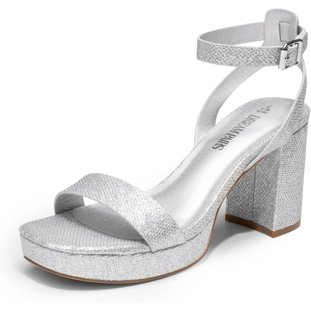 image:imageDREAM PAIRS Sandales talons pour femmePaillettes Argentes