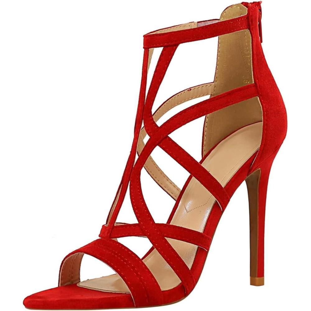 image:imageJOEupin Sandales talons aiguilles talons hauts pour femmesRouge
