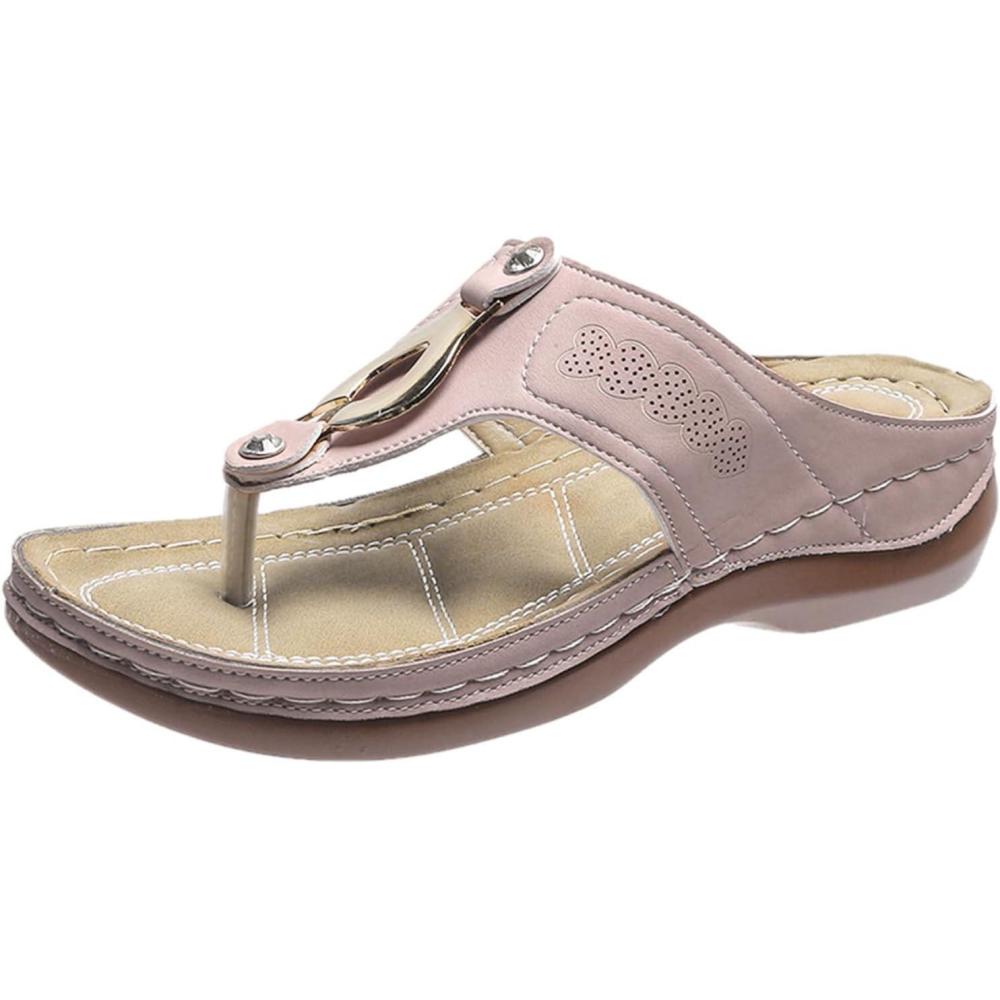 image:imageMules en Cuir pour Femme Sandales Mode Bout Ouvert Compenses Plateforme Pantoufles Premium Orthopdiques Sandales Vintage Chaussons de Plage dt11 Rose