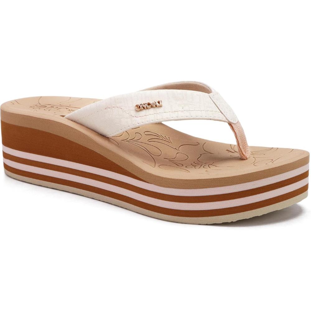 image:imageONCAI Tongs Plateforme pour Femmes et Talon Compens Sandales dt Semelles en Caoutchouc Confortables pour Marche en ExtrieurBeige