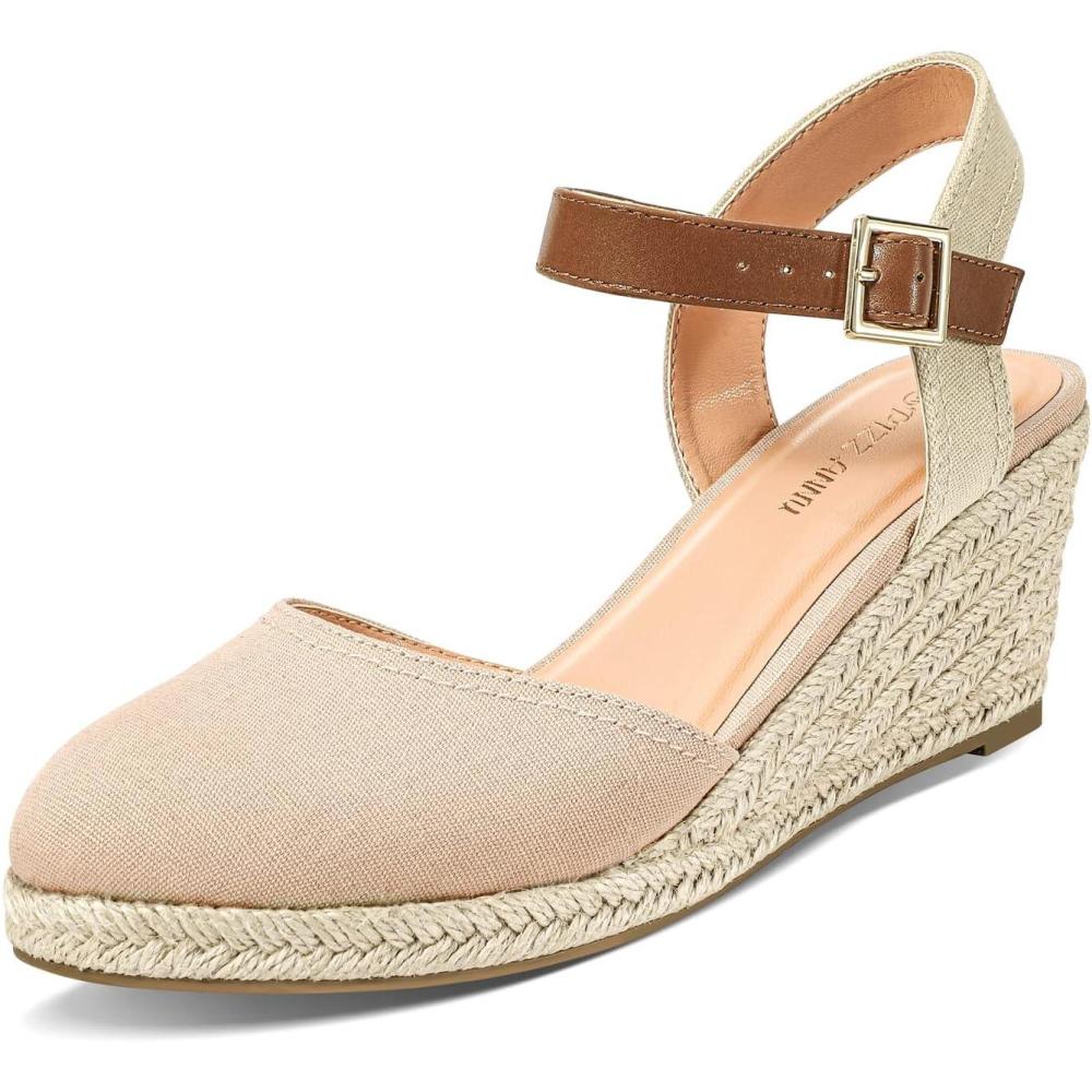 image:imagePIZZ ANNU Sandales Femme t Espadrille Compenses Plateforme Plates Chaussures Bout ferm Confort Bride Cheville Vintage Vacances TalonNude
