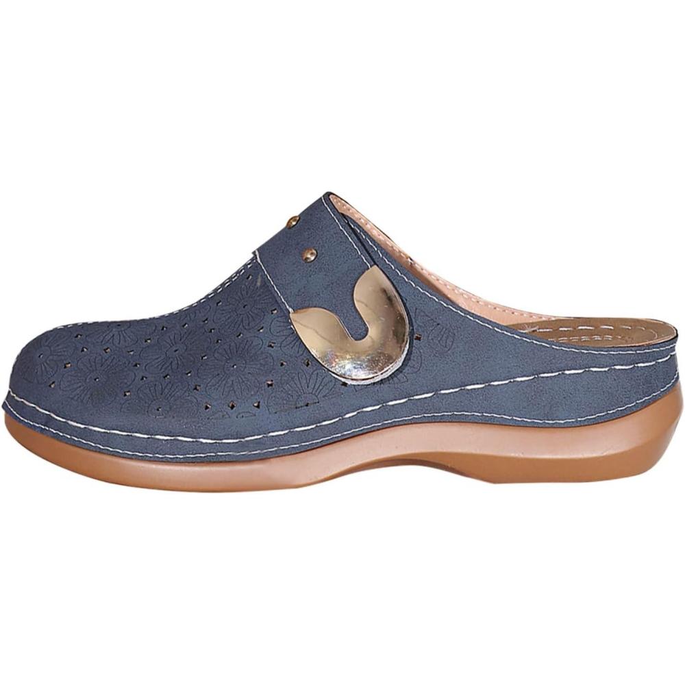 image:imageSabots orthopdiques enfiler bout ferm pour femme Coupe large Sandales de marche avec soutien de la vote plantaire et sangle boucle rglableBleu Marine 3