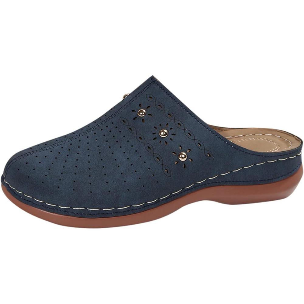 image:imageSabots orthopdiques enfiler bout ferm pour femme Coupe large Sandales de marche avec soutien de la vote plantaire et sangle boucle rglableBlue13
