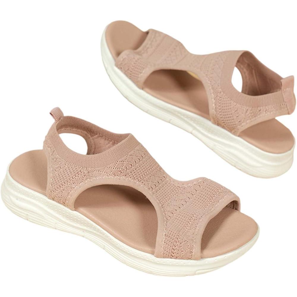 image:imageSandale cale Femme Mode Bout Ouvert Compenses Plateforme Sandales Orthopedique Poisson Bouche Pantoufles Respirantes Ete Chaussures Femme Pantoufles Dcontractes1 1 Rose