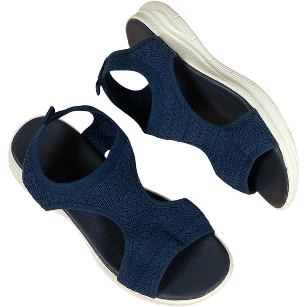 image:imageSandale cale Femme Mode Bout Ouvert Compenses Plateforme Sandales Orthopedique Poisson Bouche Pantoufles Respirantes Ete Chaussures Femme Pantoufles Dcontractes1 1 Bleu