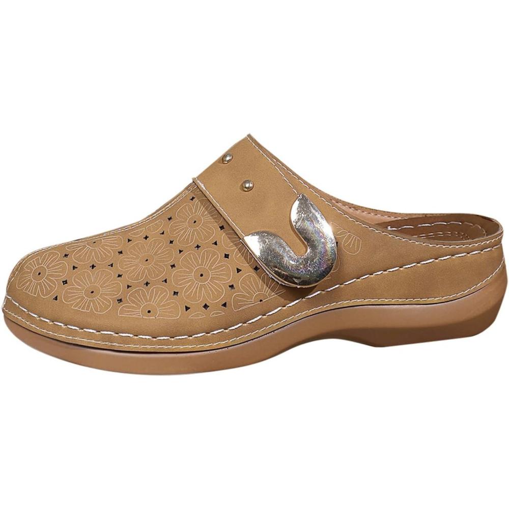 image:imageSandales Confort Femme t Mode Compenses Plateforme Chaussure Chaussons Confortable Bout Ferm Pantoufles AntiDrapant Chaussures De Plage Claquettes Lger MulesY3 Khaki