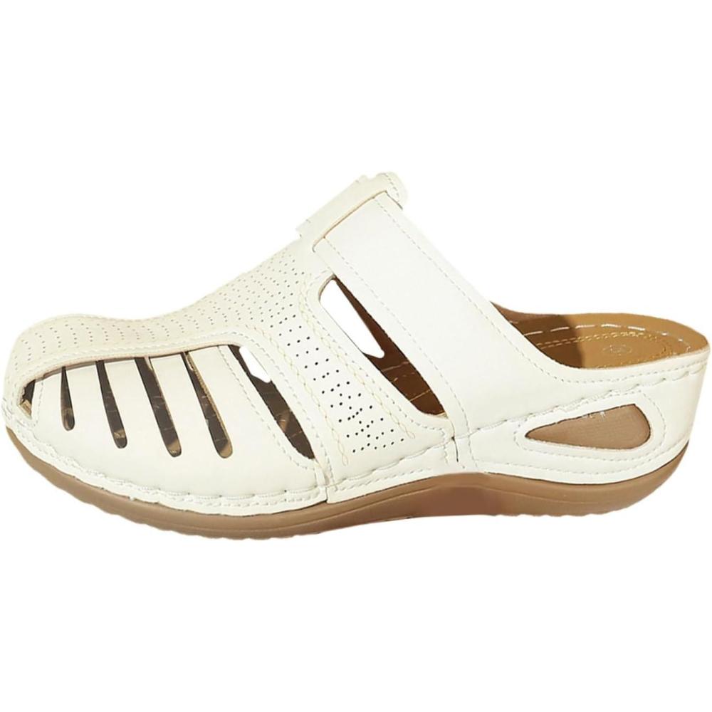image:imageSandales Confort Femme t Mode Compenses Plateforme Chaussure Chaussons Confortable Bout Ferm Pantoufles AntiDrapant Chaussures De Plage Claquettes Lger MulesY2 White